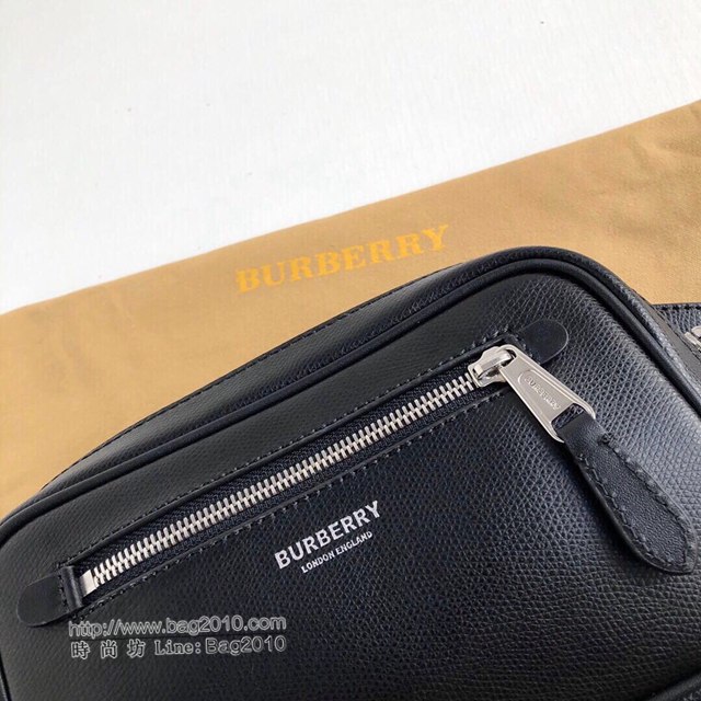 Burberry專櫃新款包包 巴寶莉官網最新款黑色全皮腰包胸包挎包  db1000